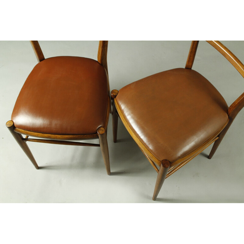 Ensemble de 6 chaises tchèques vintage en hêtre, 1970