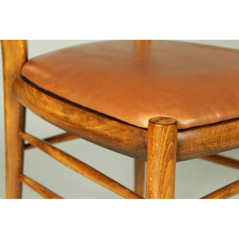 Set of 6 vintage Czech beechwood dining chairs, 1970s