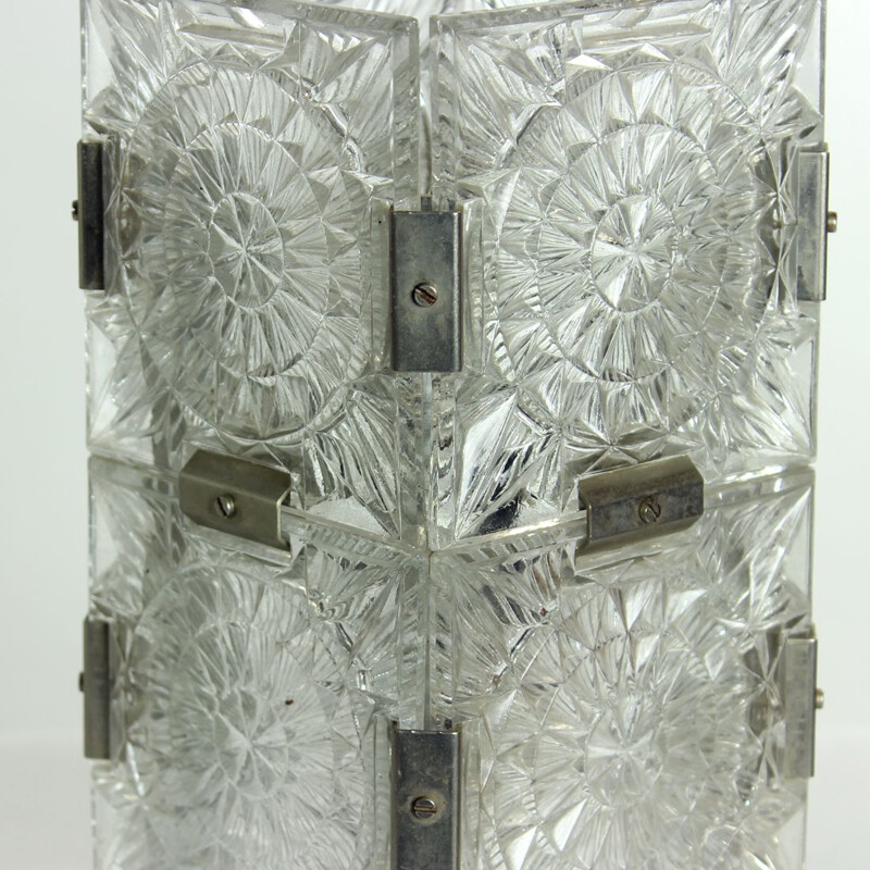 Pareja de lámparas de sobremesa vintage de cristal de Kamenicky Senov, Checoslovaquia 1970