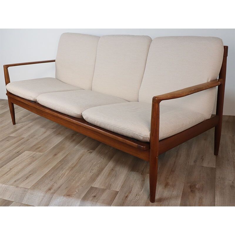 Canapé scandinave vintage en teck et tissu, 1960