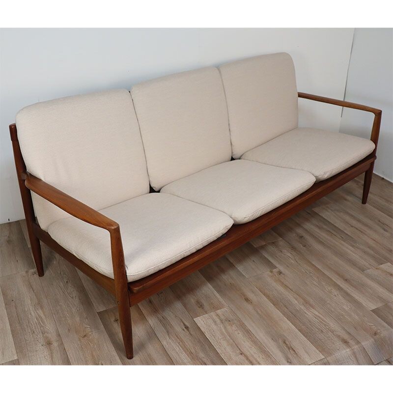 Scandinavian vintage teak and fabric sofa, 1960