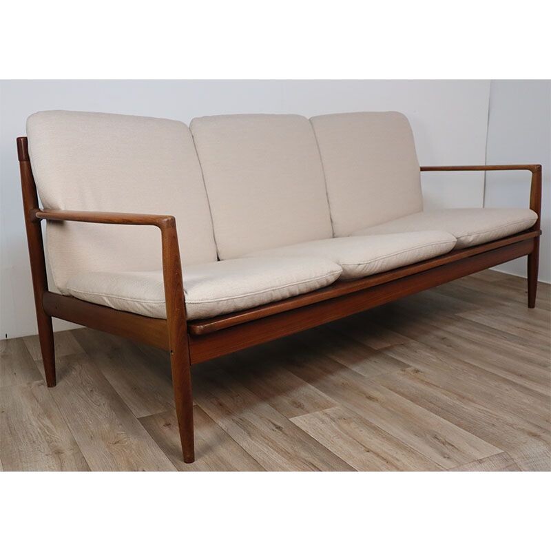 Scandinavian vintage teak and fabric sofa, 1960