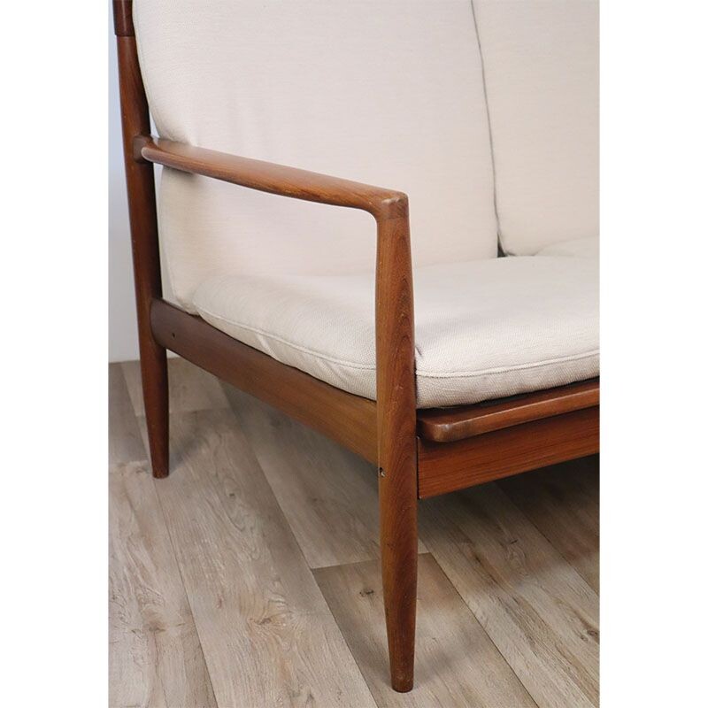 Canapé scandinave vintage en teck et tissu, 1960