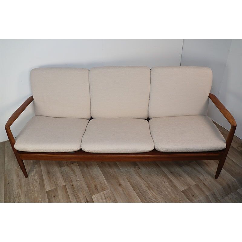 Scandinavian vintage teak and fabric sofa, 1960