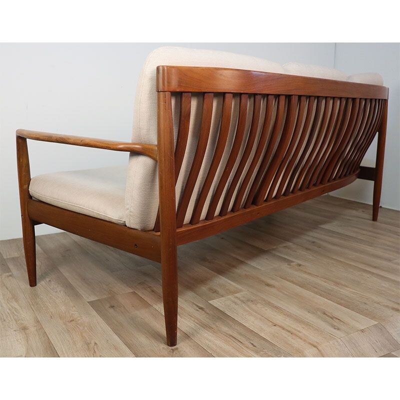 Canapé scandinave vintage en teck et tissu, 1960