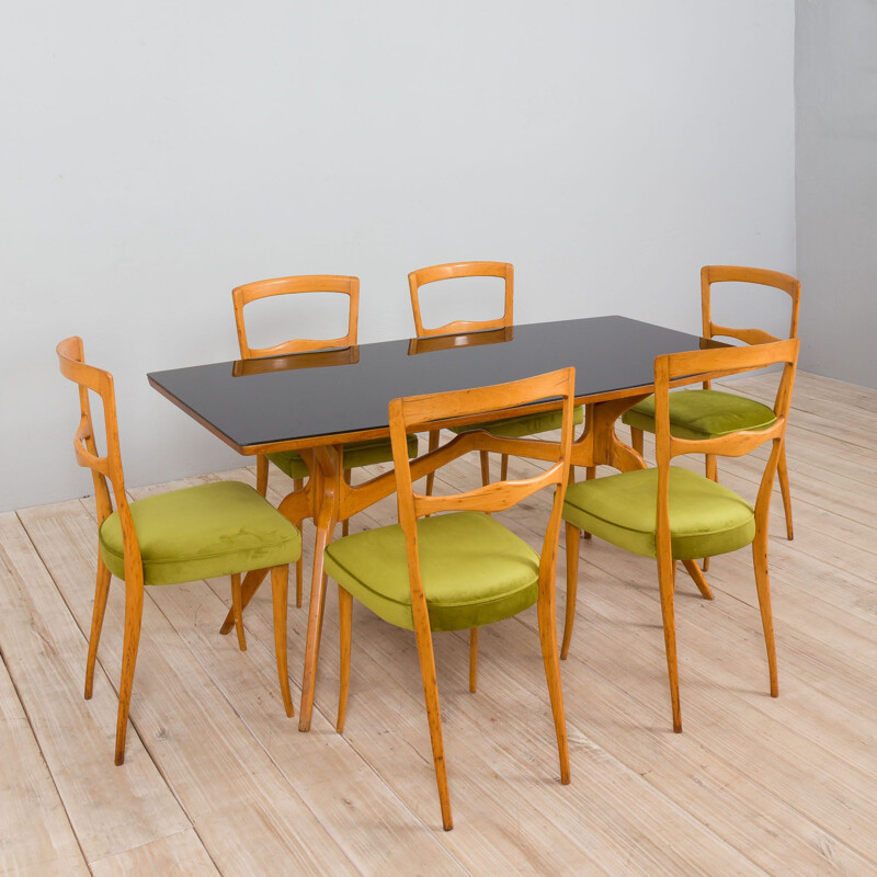 Italian mid-century Maple dining set by Ice Parisi