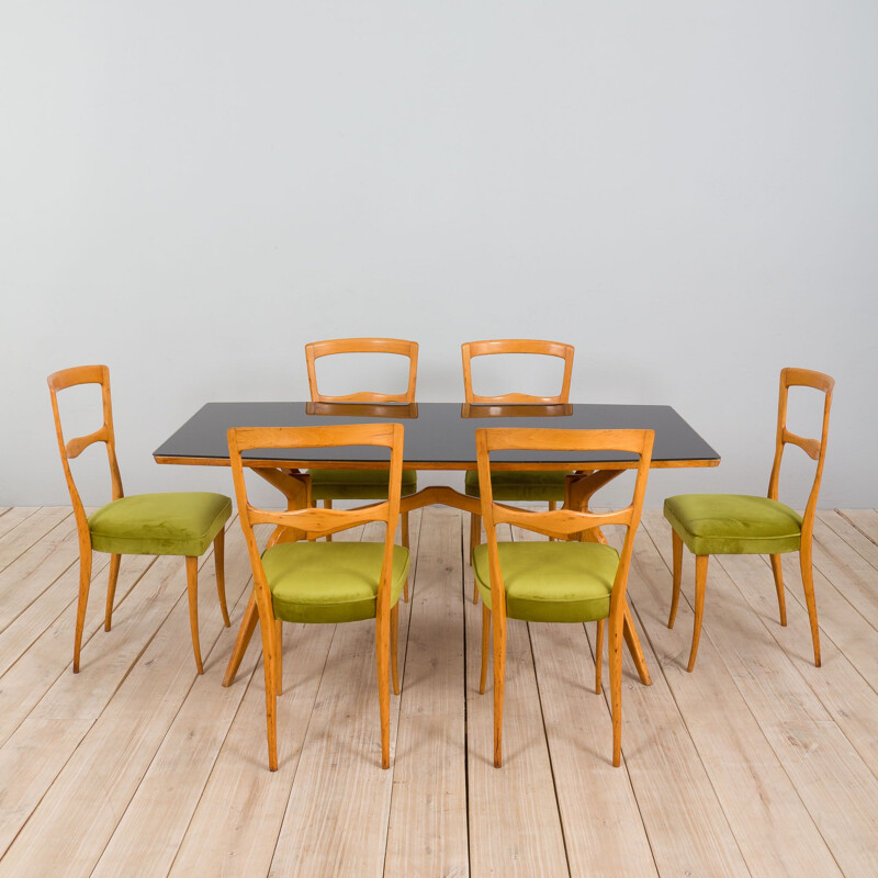 Italian mid-century Maple dining set by Ice Parisi