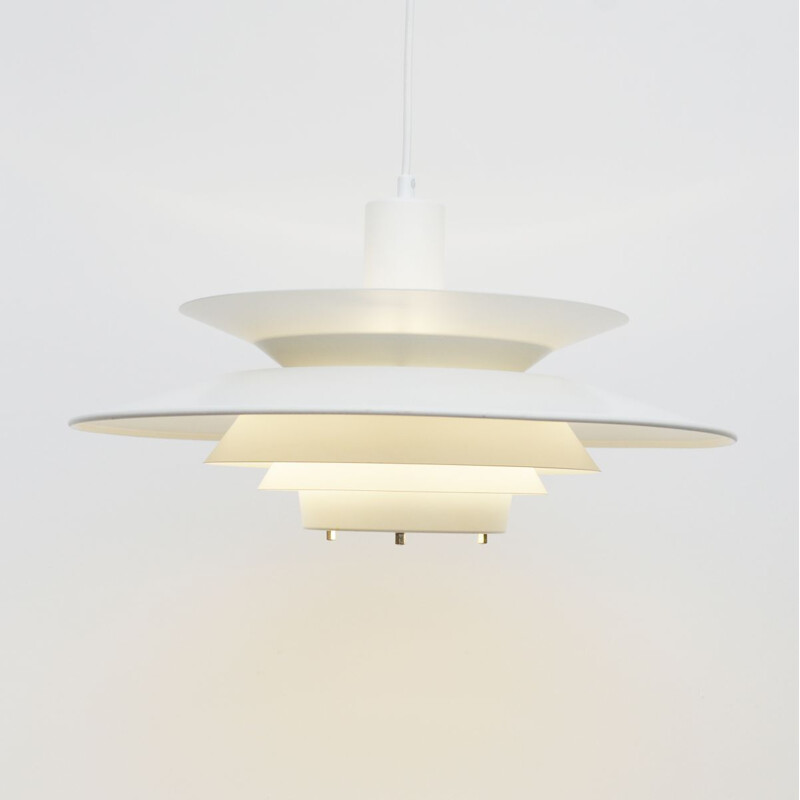 Vintage white pendant lamp, Denmark 1970s