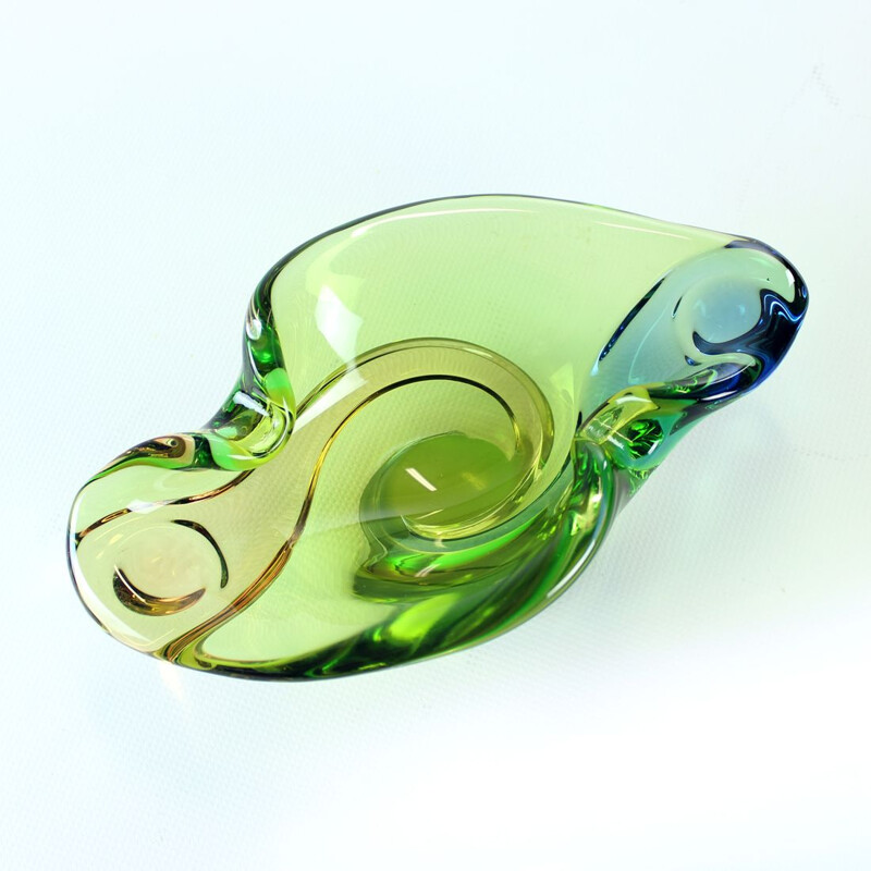 Vintage art glass ashtray by Frantisek Zemek, Czechoslovakia 1960