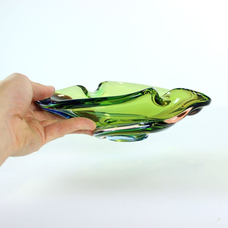 Vintage art glass ashtray by Frantisek Zemek, Czechoslovakia 1960