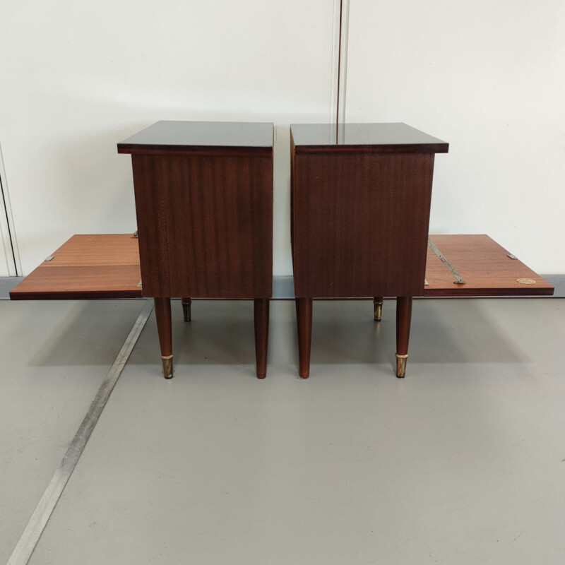 Pair of vintage walnut veneer night stands