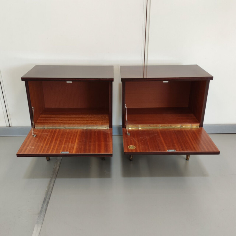 Pair of vintage walnut veneer night stands