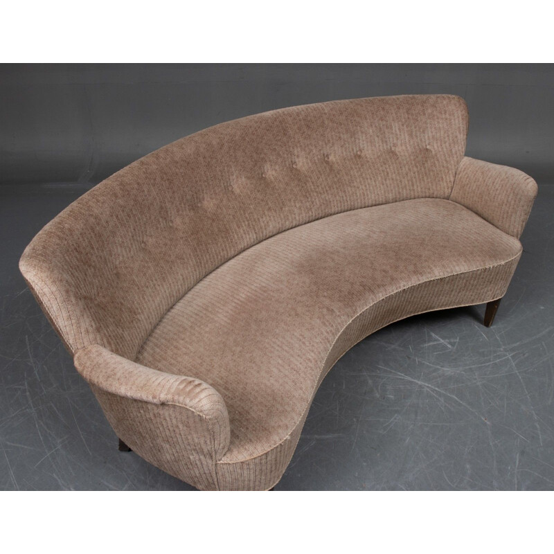 Danish vintage curved sofa, 1950s