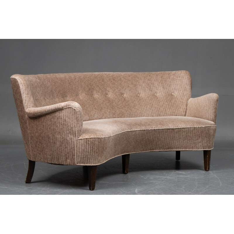 Danish vintage curved sofa, 1950s