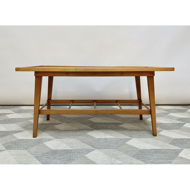 Table basse vintage avec étagère, 1960-1970