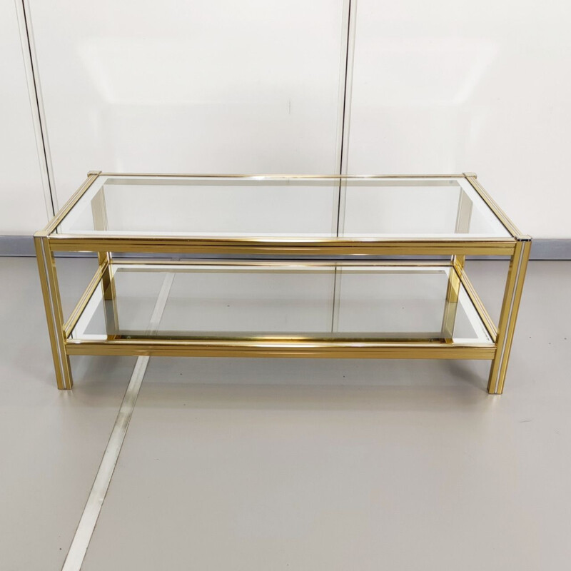 Vintage gold and silver coffee table by Pierre Vandel