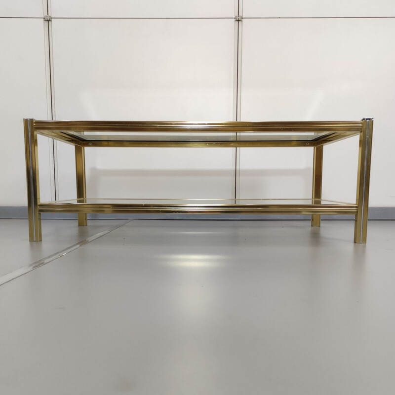 Vintage gold and silver coffee table by Pierre Vandel