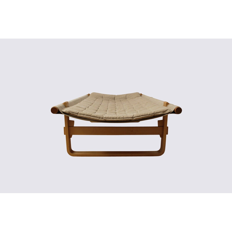 Scandinavian vintage safari daybed in birch and linen