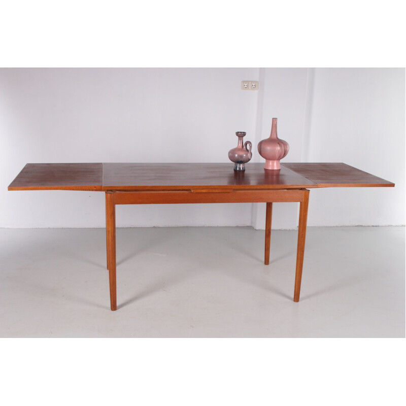 Vintage Deense teakhouten tafel met schuifblad, 1960