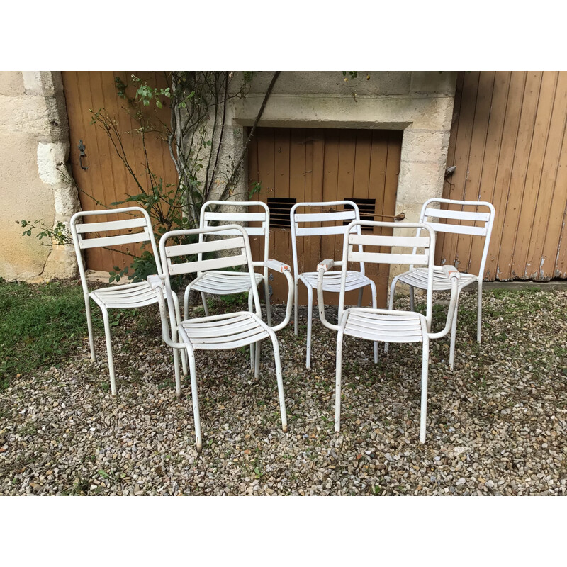 Set of 5 vintage Tolix garden chairs, 1950