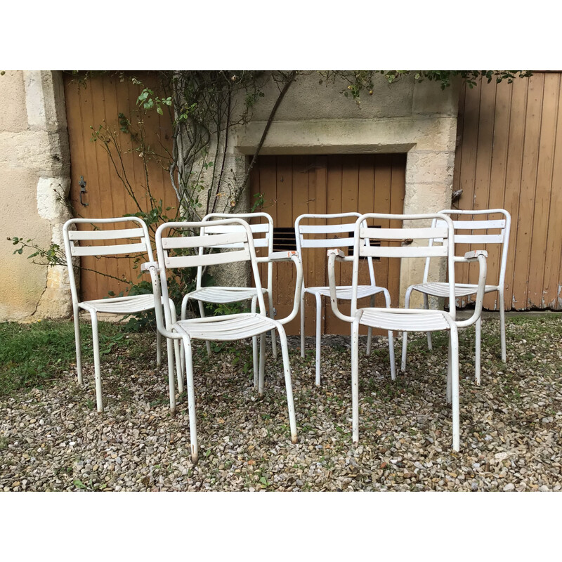 Set of 5 vintage Tolix garden chairs, 1950