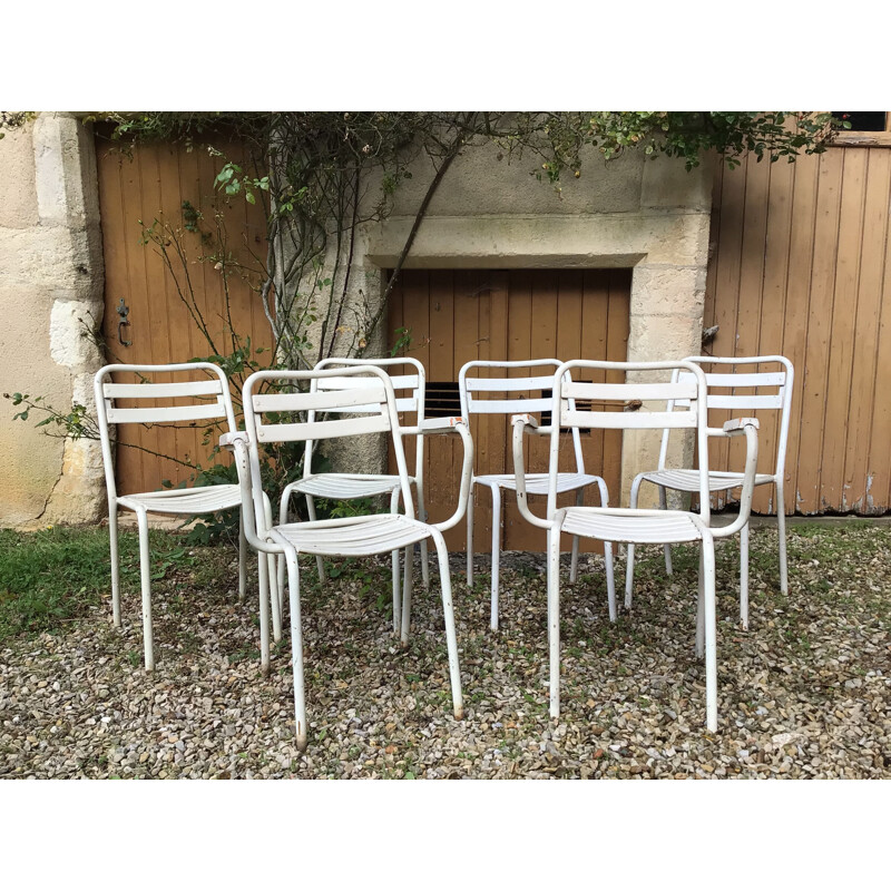 Set of 5 vintage Tolix garden chairs, 1950