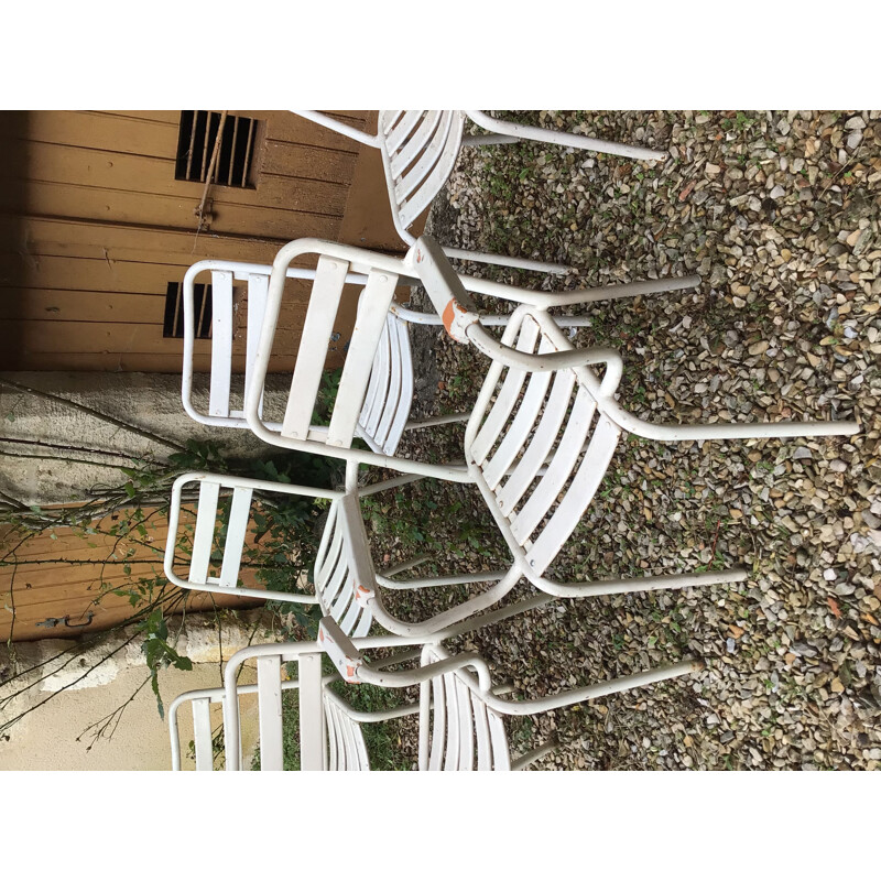 Set of 5 vintage Tolix garden chairs, 1950