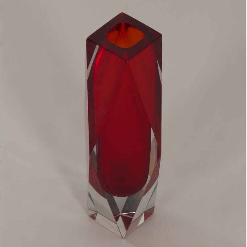 Vintage red Murano Sommerso vase by Luigi Mandruzzato, 1960s