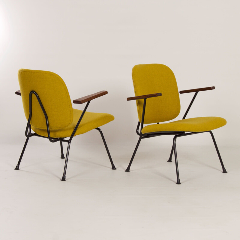 Ein Paar Vintage-Sessel aus Metall und Afro-Teakholz von Gijs Van Der Sluis für van Der Sluis Steel Furniture, Niederlande 1960