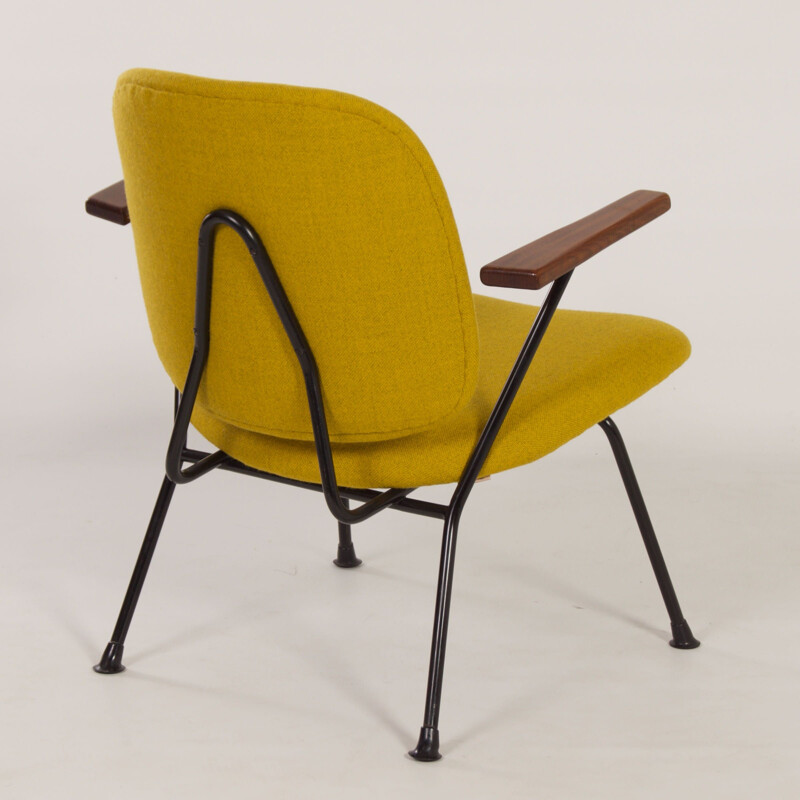 Pareja de sillones afro vintage de metal y teca de Gijs Van Der Sluis para van Der Sluis Steel Furniture, Países Bajos 1960
