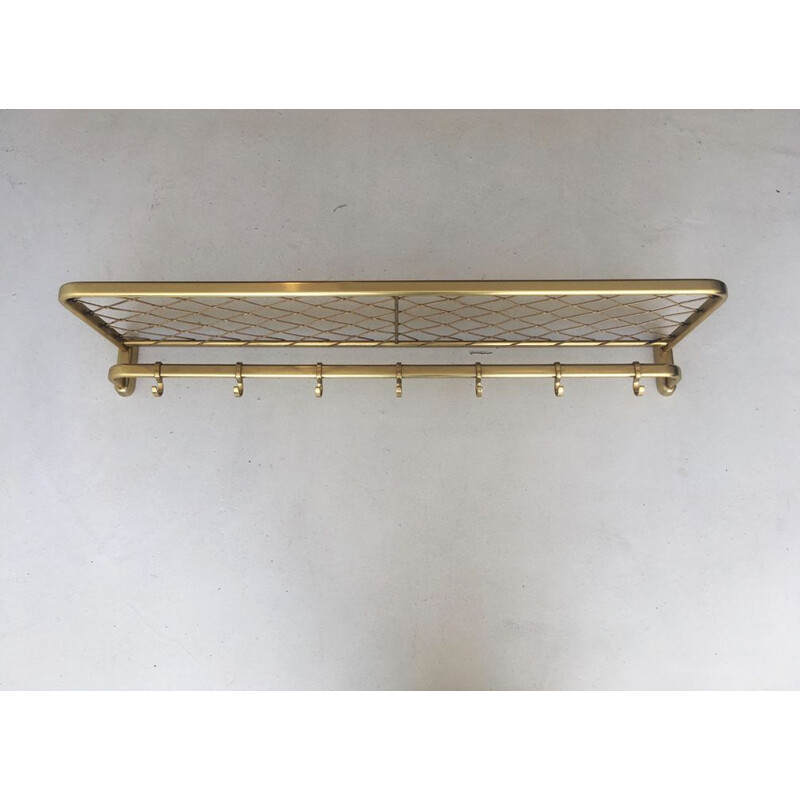 Vintage metal coat rack with hat shelf, 1950s