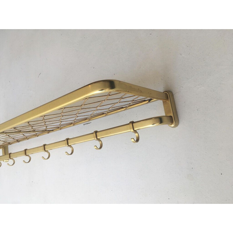 Vintage metal coat rack with hat shelf, 1950s