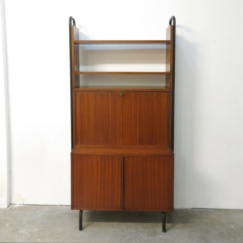 Vintage mahogany secretary by Robert Charroy for Mobilor, 1950