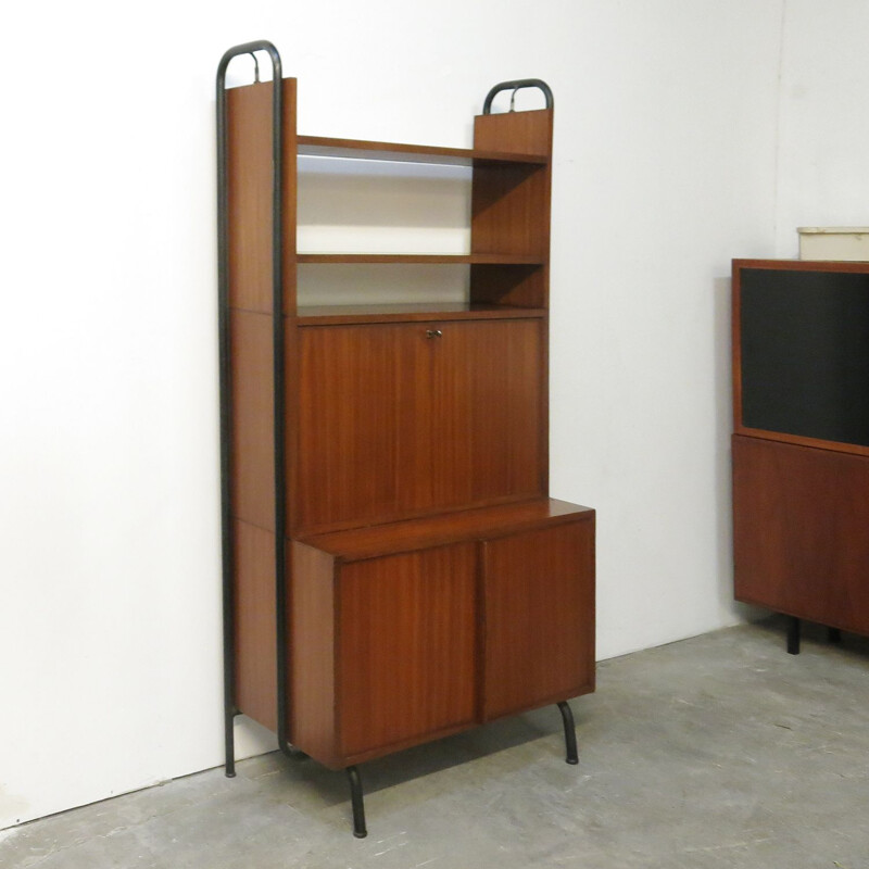 Vintage mahogany secretary by Robert Charroy for Mobilor, 1950