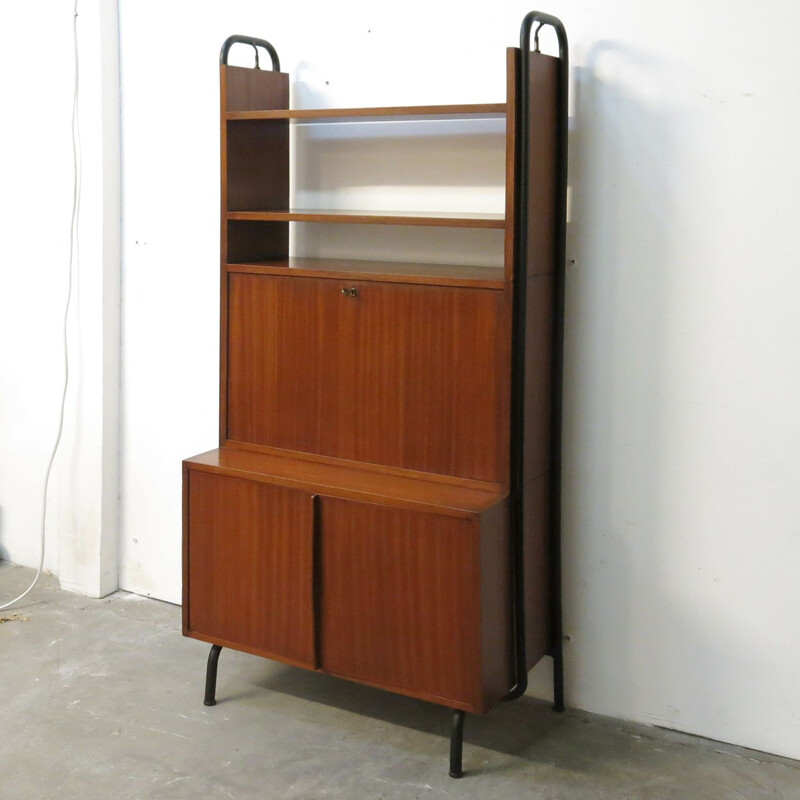 Vintage mahogany secretary by Robert Charroy for Mobilor, 1950