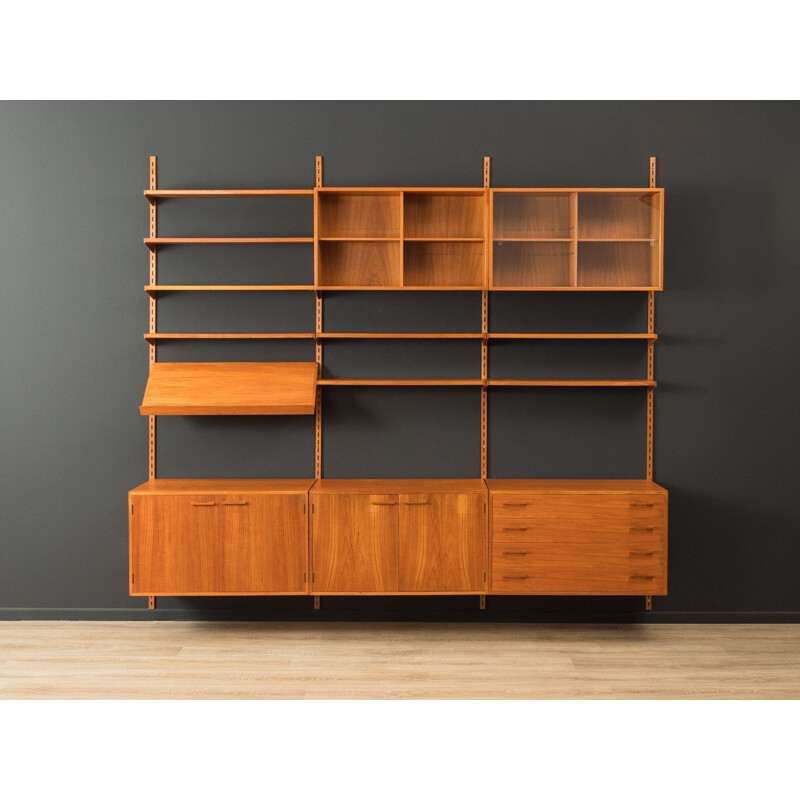 Vintage teak wall unit by Kai Kristiansen for Fm Møbler, Denmark 1960s