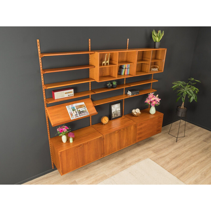 Vintage teak wall unit by Kai Kristiansen for Fm Møbler, Denmark 1960s