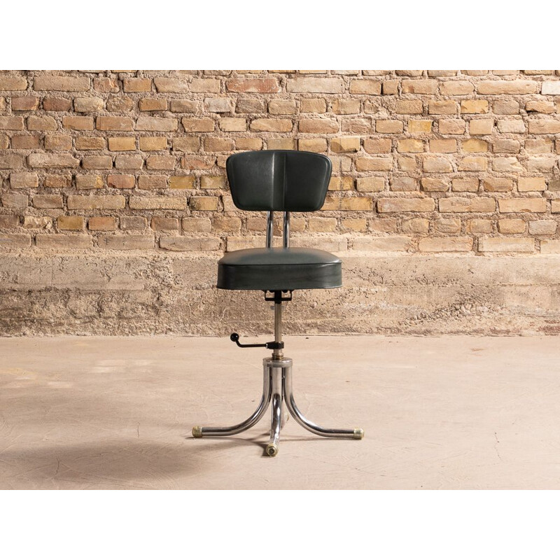 Metal and leatherette industrial chair