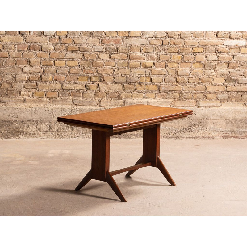 Table basse réglable vintage en hauteur en teck, 1960