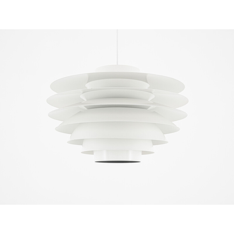 Vintage "Verona" pendant lamp in white fabric by Svend Middelboe for Nordisk Solar, Denmark 1960