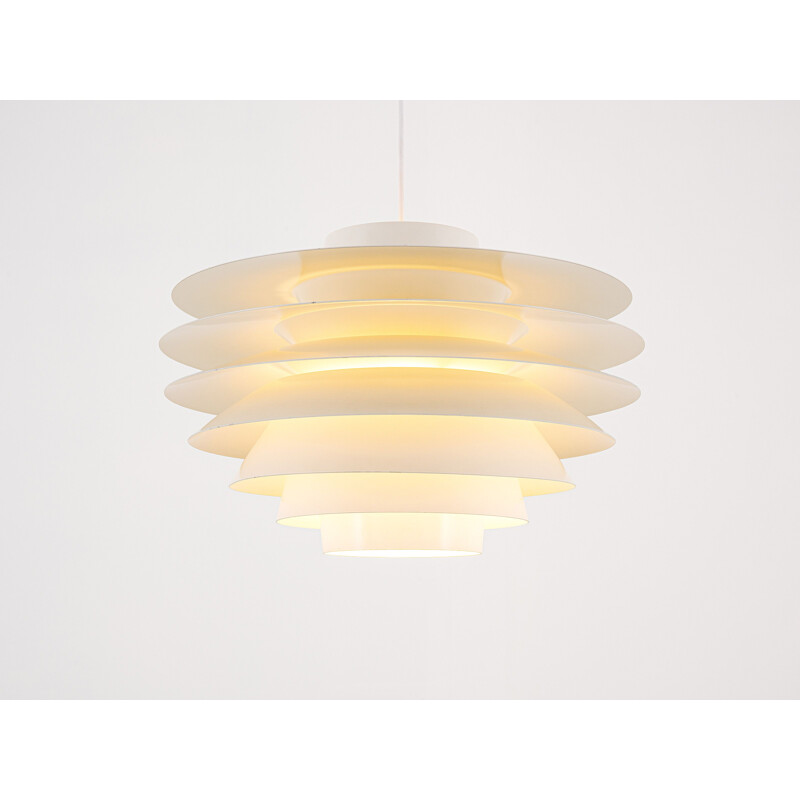 Vintage "Verona" pendant lamp in white fabric by Svend Middelboe for Nordisk Solar, Denmark 1960