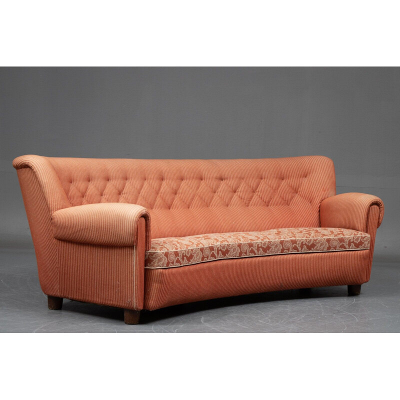 Danish vintage curved sofa, 1940-1950