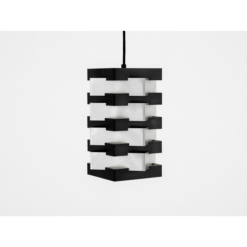 Vintage pendant lamp in black and chrome by Johannes Joseph Maria Hoogervorst, 1960