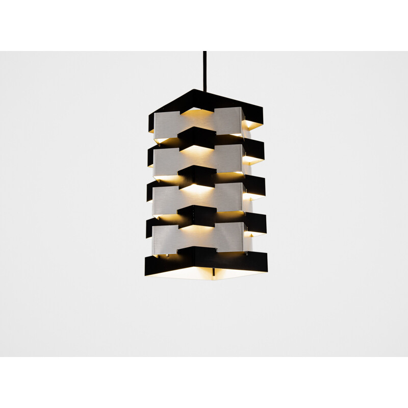 Vintage pendant lamp in black and chrome by Johannes Joseph Maria Hoogervorst, 1960