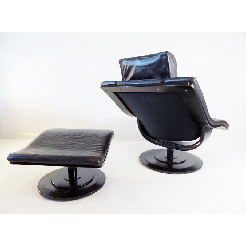 Vintage Nelo Move leather armchair with ottoman by Takashi Okamura & Erik Marquardsen