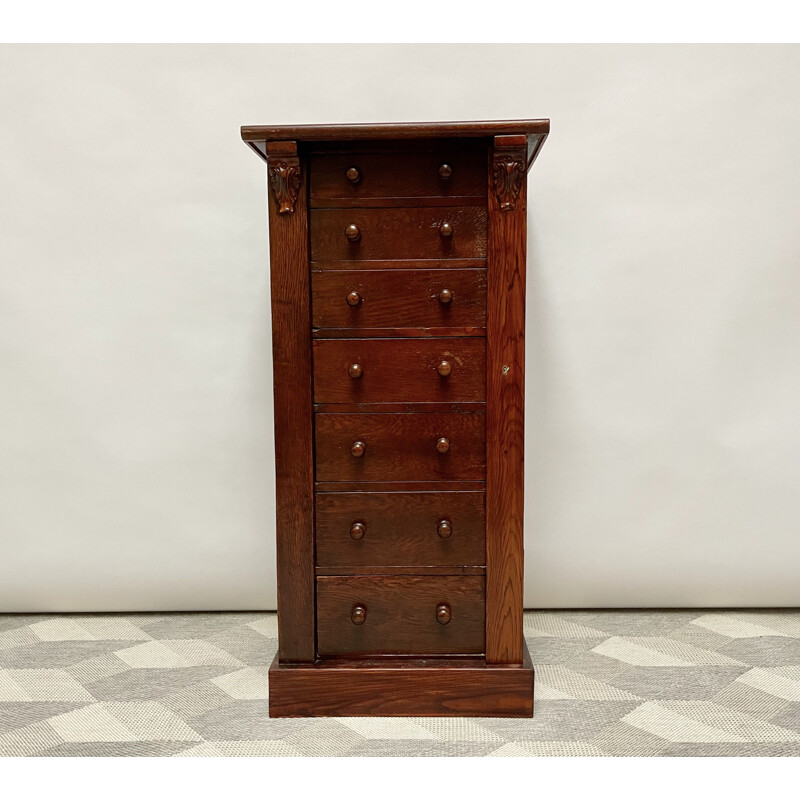Vintage mahogany Wellington chest of drawers