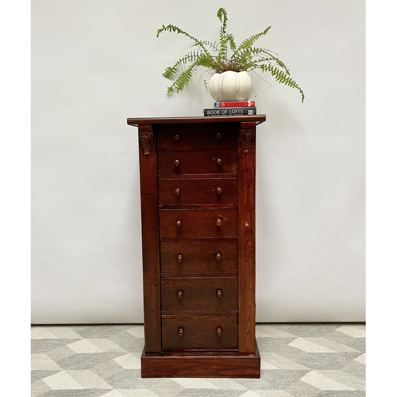 Vintage mahogany Wellington chest of drawers