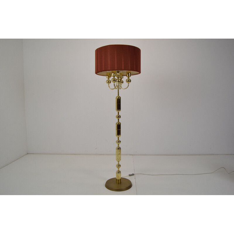 Vintage fabric and brass floor lamp by Kamenicky Senov, Czechoslovakia 1960