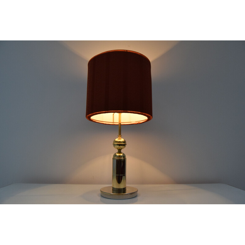 Vintage table lamp in fabric and brass by Kamenicky Senov, Czechoslovakia 1960
