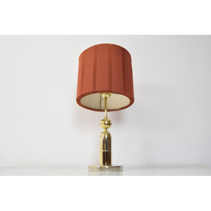 Vintage table lamp in fabric and brass by Kamenicky Senov, Czechoslovakia 1960